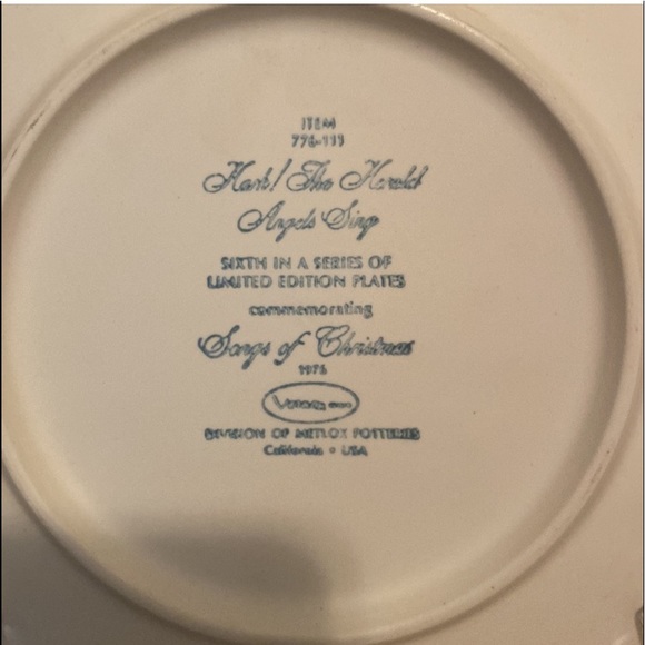 Set of 4 Vernon Ware Metlox Songs of Christmas Collectors Plates - Picture 8 of 8